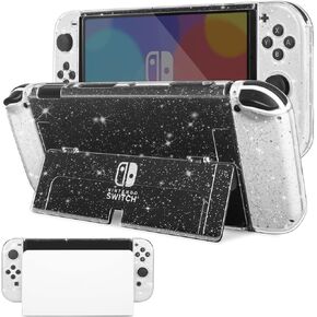 حافظة TIKOdirect قابلة للإرساء متوافقة مع Nintendo Switch OLED 2021، حافظة واقية لامعة أحدث إصدار محدث لجهاز Nintendo Switch OLED ووحدة التحكم Joy-Con، بريق كريستالي