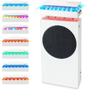 زابور مروحة تبريد لجهاز Xbox Series S مع 7 انواع من شريط اضاءة RGB الملون، تبريد عالي الاداء، ضوضاء منخفضة، 3 سرعات قابلة للتعديل مع مؤشر LED ومنفذي USB اضافيين in Kuwait