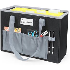 abcxgood Desktop File Organizer Box,Collapsible Hanging Filing Box,Home Office Document Storage Organizer with Front Pocket and Handles, Letter Size Folder.