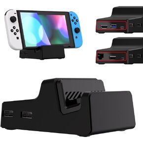 eXtremeRate AiryDocky DIY Kit Black Replacement Case for Nintendo Switch Dock, Redesigned Portable Mini Dock Shell Cover for Nintendo Switch OLED - Shells Only, Dock & Circuit Board Chip NOT Included in Saudi Arabia