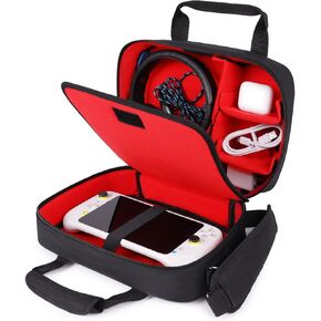 USA GEAR Carrying Case Compatible with Logitech G Cloud Handheld Gaming Console - Travel Bag for Headsets, Bluetooth Headphones, More Gaming Accessories - Customizable Interior, Shoulder Strap - Black