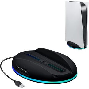 حامل عمودي Mcbazel RGB لوحدة تحكم PS5، حامل ألعاب بقاعدة LED مع محور USB متوافق مع وحدة تحكم PS5 - أسود in Saudi Arabia