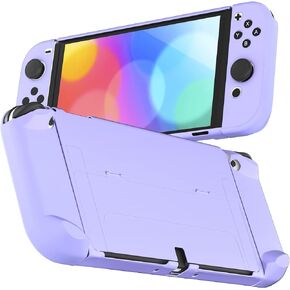 Protective Case Compatible with Nintendo Switch OLED, Dockable Shell for Switch OLED Console and Joycon Controller, Cute Accessories for Switch OLED with Comfortable Grip Design - Pink