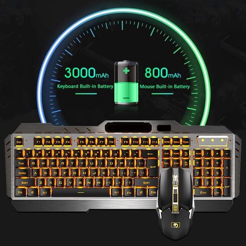 Wireless Gaming Keyboard and Mouse Combo,3 in 1 Rainbow LED Rechargeable Keyboard Mouse with 3800mAh Battery Metal Panel,10 Colors RGB Gaming Mouse Pad (32.5x12x0.15 inch),7 Colors Mute Gaming Mouse in Saudi Arabia