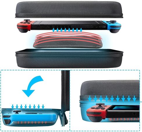 حقيبة حمل AcceSolie لجهاز Nintendo Switch/Switch OLED، 2 في 1 متعددة الوظائف، حامل مثبت على مسند رأس السيارة، حقيبة حمل محمولة واقية صلبة للسفر، 10 فتحات لبطاقات الألعاب، أسود in Kuwait