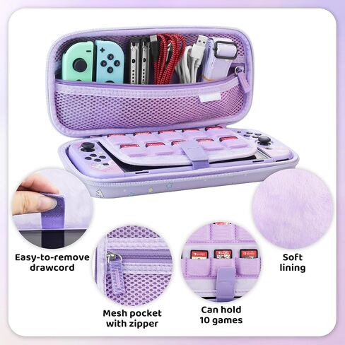 Cute for Carrying Case Set for Nintendo Switch OLED, Pink Storage Case for Switch OLED and Accessories with Protective Case, Screen Protector, Adjustable Shoulder Strap, 2 Thumb Caps in Kuwait