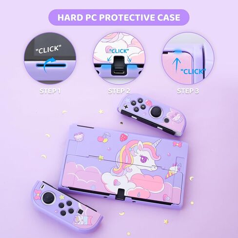 Cute for Carrying Case Set for Nintendo Switch OLED, Pink Storage Case for Switch OLED and Accessories with Protective Case, Screen Protector, Adjustable Shoulder Strap, 2 Thumb Caps in Kuwait