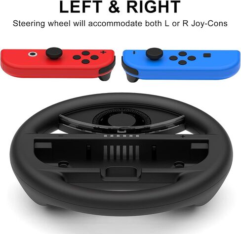 عجلة القيادة مومين سويتش لوحدة تحكم جويكون سويتش، مقبض عجلات السباق ملحقات الاستخدام العائلي لماريو كارت 8 ديلوكس 2 حزمة (أسود) in Kuwait