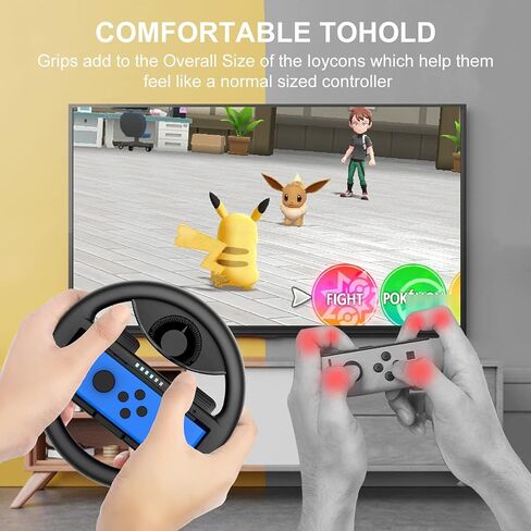 عجلة القيادة مومين سويتش لوحدة تحكم جويكون سويتش، مقبض عجلات السباق ملحقات الاستخدام العائلي لماريو كارت 8 ديلوكس 2 حزمة (أسود) in Kuwait