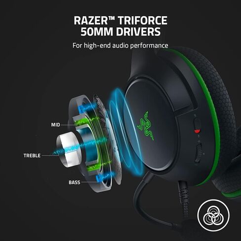 Razer Kaira X Wired Headset for Xbox Series X|S, Xbox One, PC, Mac & Mobile Devices: Triforce 50mm Drivers - HyperClear Cardioid Mic - Memory Foam Ear Cushions - On-Headset Controls - Black (Renewed) in Kuwait