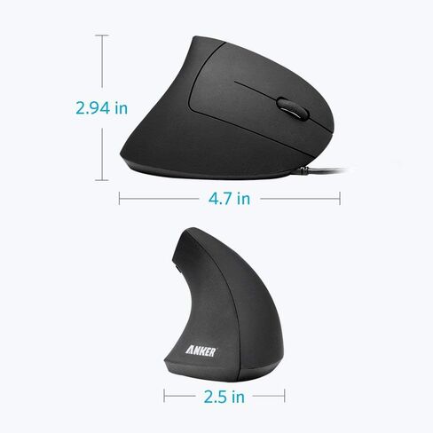 أنكر ماوس سلكي بصري USB سلكي عمودي 1000/1600 نقطة لكل بوصة، 5 أزرار CE100 (متجدد) in Kuwait