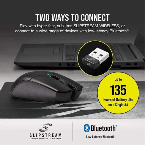 ماوس ألعاب Corsair Katar Pro لاسلكي، خفيف الوزن FPS/MOBA مع تقنية Slipstream، شكل متماثل مدمج، 10000 نقطة في البوصة - أسود (متجدد) in Saudi Arabia