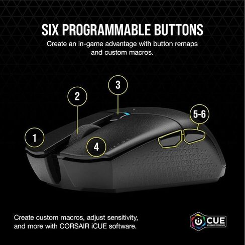 ماوس ألعاب Corsair Katar Pro لاسلكي، خفيف الوزن FPS/MOBA مع تقنية Slipstream، شكل متماثل مدمج، 10000 نقطة في البوصة - أسود (متجدد) in Saudi Arabia