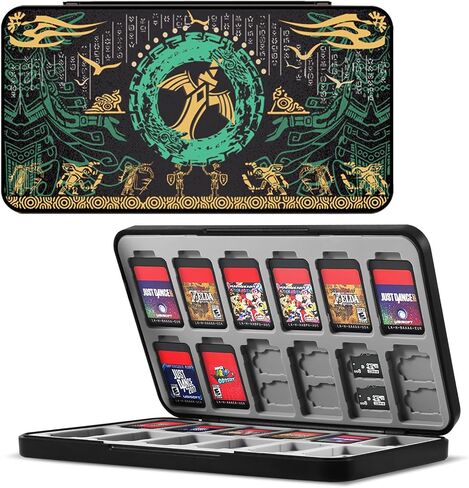 Yebowe Zelda Switch Game Card Case for Nintendo Switch/Lite/OLED, with 48 Micro SD Card Slots & 24 Game Card Slots, Cartoon Portable Game Card Holder Cartridge Storage Box Organizer for Switch in Kuwait