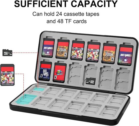 Yebowe Zelda Switch Game Card Case for Nintendo Switch/Lite/OLED, with 48 Micro SD Card Slots & 24 Game Card Slots, Cartoon Portable Game Card Holder Cartridge Storage Box Organizer for Switch in Kuwait