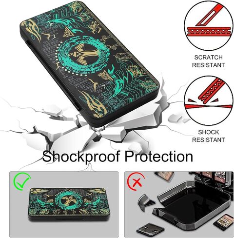 Yebowe Zelda Switch Game Card Case for Nintendo Switch/Lite/OLED, with 48 Micro SD Card Slots & 24 Game Card Slots, Cartoon Portable Game Card Holder Cartridge Storage Box Organizer for Switch in Kuwait