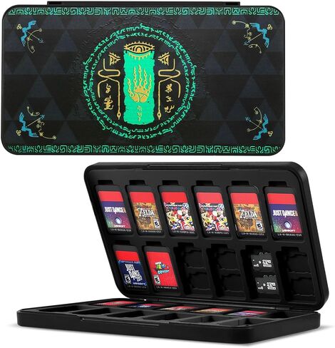 Yebowe Zelda Switch Game Card Case for Nintendo Switch/Lite/OLED, with 48 Micro SD Card Slots & 24 Game Card Slots, Cartoon Portable Game Card Holder Cartridge Storage Box Organizer for Switch in Kuwait