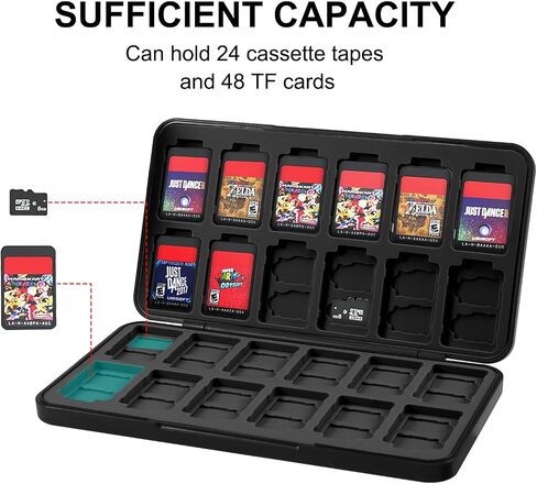 Yebowe Zelda Switch Game Card Case for Nintendo Switch/Lite/OLED, with 48 Micro SD Card Slots & 24 Game Card Slots, Cartoon Portable Game Card Holder Cartridge Storage Box Organizer for Switch in Kuwait