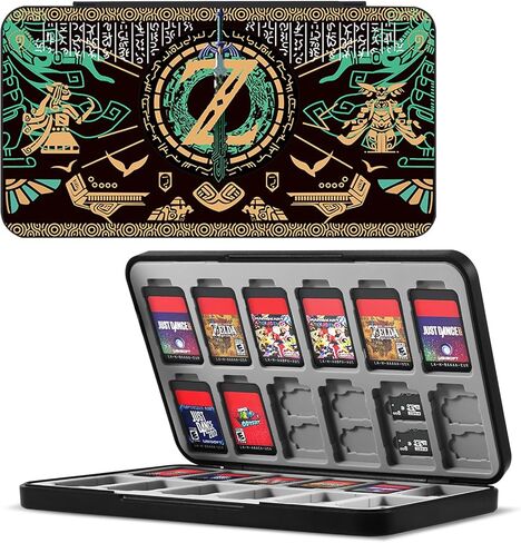 Yebowe Zelda Switch Game Card Case for Nintendo Switch/Lite/OLED, with 48 Micro SD Card Slots & 24 Game Card Slots, Cartoon Portable Game Card Holder Cartridge Storage Box Organizer for Switch in Kuwait