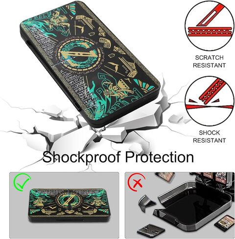 Yebowe Zelda Switch Game Card Case for Nintendo Switch/Lite/OLED, with 48 Micro SD Card Slots & 24 Game Card Slots, Cartoon Portable Game Card Holder Cartridge Storage Box Organizer for Switch in Kuwait