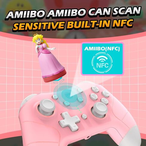وحدة تحكم لاسلكية من آيين لنينتندو سويتش / لايت/سويتش أو ليد مع خاصية أميبو/أوتو فاير / التحكم في الحركة/ردود الفعل بالاهتزاز، وحدة تحكم احترافية لأذرع تحكم نينتندو سويتش - لون وردي in Kuwait