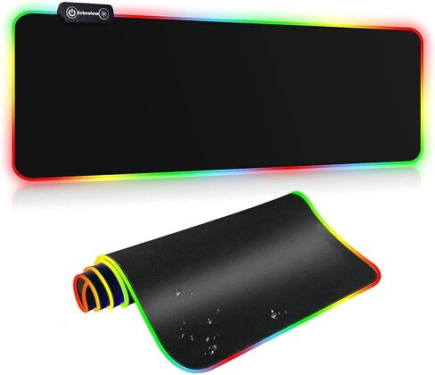 لوحة ماوس ألعاب Eebeotow RGB كبيرة لينة ماوس ماوس الفأر 14 أنماط إضاءة RGB لوحات ماوس ممتدة للمكتب مضادة للماء تعمل باليو إس بي حجم R 31.5X12 بوصة in Kuwait
