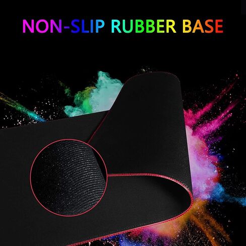 لوحة ماوس ألعاب Eebeotow RGB كبيرة لينة ماوس ماوس الفأر 14 أنماط إضاءة RGB لوحات ماوس ممتدة للمكتب مضادة للماء تعمل باليو إس بي حجم R 31.5X12 بوصة in Kuwait