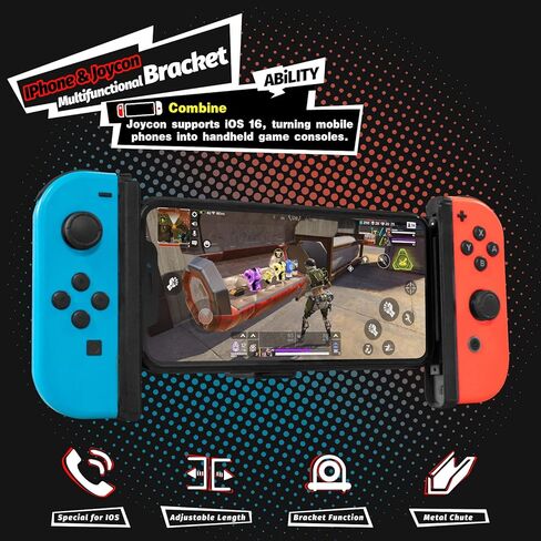 Switch Joycon Controller Holder Compatible with iPhone/iPhone Pro Max, Joy Con Game Controller for Each Size iPhone, Gaming Controller holder kit, Need Upgrade to IOS16 or Above. in Kuwait