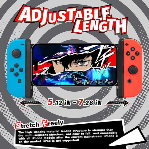 Switch Joycon Controller Holder Compatible with iPhone/iPhone Pro Max, Joy Con Game Controller for Each Size iPhone, Gaming Controller holder kit, Need Upgrade to IOS16 or Above. in Kuwait