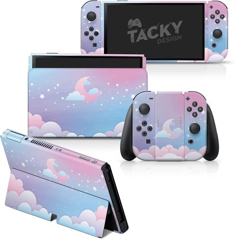 غلاف Tacky Design Clouds متوافق مع غلاف Nintendo Switch OLED - مجموعة ملصقات OLED من الفينيل الفاخر 3M Blue kawaii Nintendo Switch - Switch OLED Skin لوحدة التحكم، قفص الاتهام، غلاف Joy Con - ملصق ملتف بالكامل in Saudi Arabia
