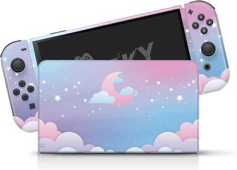 غلاف Tacky Design Clouds متوافق مع غلاف Nintendo Switch OLED - مجموعة ملصقات OLED من الفينيل الفاخر 3M Blue kawaii Nintendo Switch - Switch OLED Skin لوحدة التحكم، قفص الاتهام، غلاف Joy Con - ملصق ملتف بالكامل in Saudi Arabia