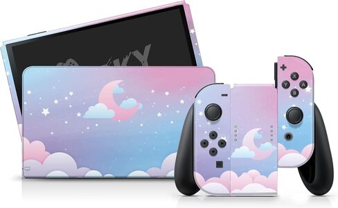 غلاف Tacky Design Clouds متوافق مع غلاف Nintendo Switch OLED - مجموعة ملصقات OLED من الفينيل الفاخر 3M Blue kawaii Nintendo Switch - Switch OLED Skin لوحدة التحكم، قفص الاتهام، غلاف Joy Con - ملصق ملتف بالكامل in Saudi Arabia