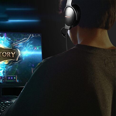 اكويلو كيبل بديل لسماعة راس ميكروفون بوم QC35 II مع مفتاح كتم الصوت متوافق مع سماعات بوز كوايت كومفورت 35 (QC35) وكوايت كومفورت 35 II، يعمل مع ذراع تحكم بلاي ستيشن 4 وبلاي ستيشن 5 واكس بوكس ون in Kuwait