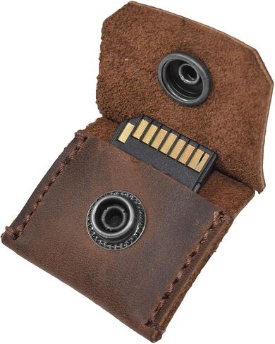 Rustic Leather Switch Cartridge Game Keychain/SD Card/Guitar Pick Holder Handmade by Hide & Drink (Charcoal Black) in Saudi Arabia