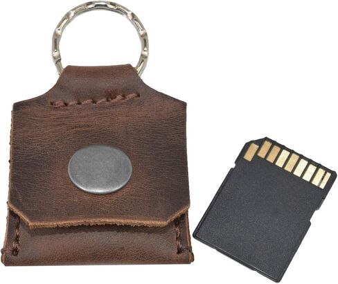 Rustic Leather Switch Cartridge Game Keychain/SD Card/Guitar Pick Holder Handmade by Hide & Drink (Charcoal Black) in Saudi Arabia