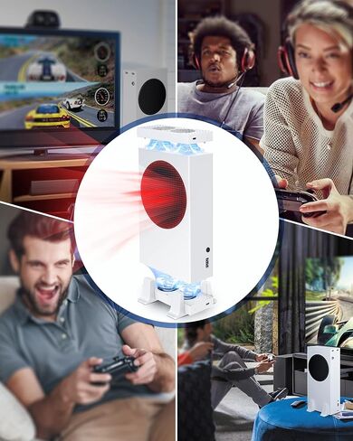 مروحة تبريد من ناراتي لجهاز Xbox Series S، نظام تبريد بحامل تبريد بأربعة مراوح تبريد للاعلى والسفلي، 3 مستويات سرعة للمروحة 2300/2800/3200 دورة في الدقيقة مع مؤشر LED و4 منافذ USB اضافية، ضوضاء منخفضة in Kuwait