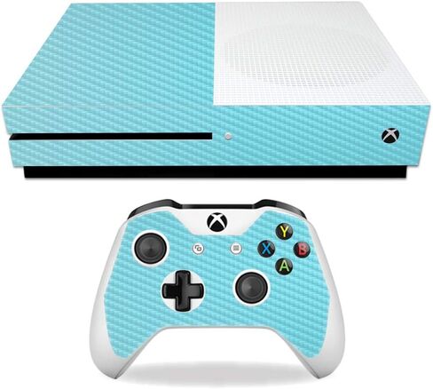 MIGHTY SKINS Carbon Fiber Skin for Microsoft Xbox One S - Teal | Protective, Durable Textured Carbon Fiber Finish | Easy to Apply, Remove, and Change Styles | Made in The USA in Kuwait
