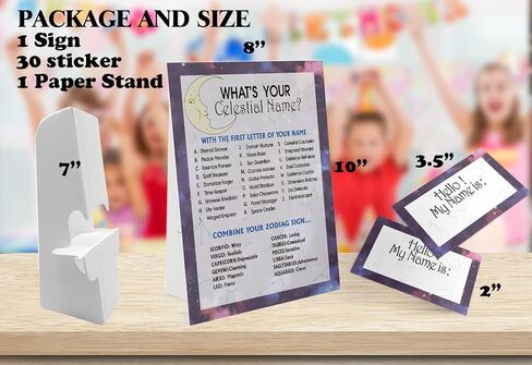 ما هي لعبة الاسم السماوي الخاص بك (علامة سماوية واحدة و30 ملصقًا لبطاقة الاسم)، ديكور حفلات الألعاب السماوية، لعبة عيد ميلاد للأطفال، لعبة عائلية-23 in Kuwait