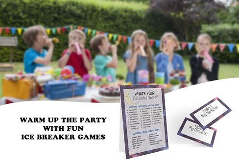 ما هي لعبة الاسم السماوي الخاص بك (علامة سماوية واحدة و30 ملصقًا لبطاقة الاسم)، ديكور حفلات الألعاب السماوية، لعبة عيد ميلاد للأطفال، لعبة عائلية-23 in Kuwait