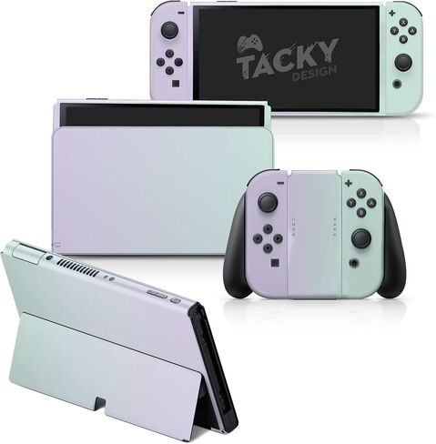 Tacky Design Classic Solid Color Skin Compatible with Nintendo Switch OLED Skin - Vinyl 3M Nintendo Switch OLED Stickers Set - Cute Switch OLED Skin for Console, Dock, Joy Con Wrap - Decal Full Wrap in Saudi Arabia