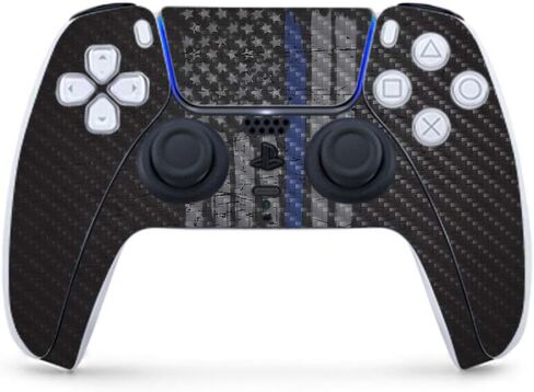 MightySkins Carbon Fiber Gaming Skin for PS5 / Playstation 5 Controller - America Strong | Durable Textured Carbon Fiber Finish | Easy to Apply | Made in The USA in Saudi Arabia