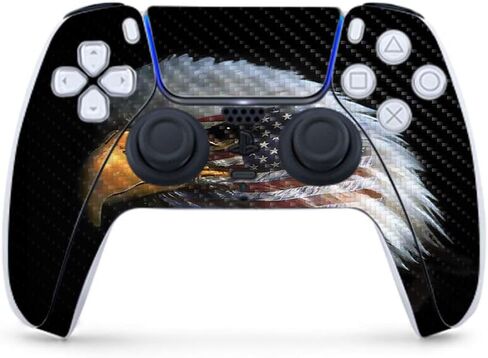MightySkins Carbon Fiber Gaming Skin for PS5 / Playstation 5 Controller - America Strong | Durable Textured Carbon Fiber Finish | Easy to Apply | Made in The USA in Saudi Arabia