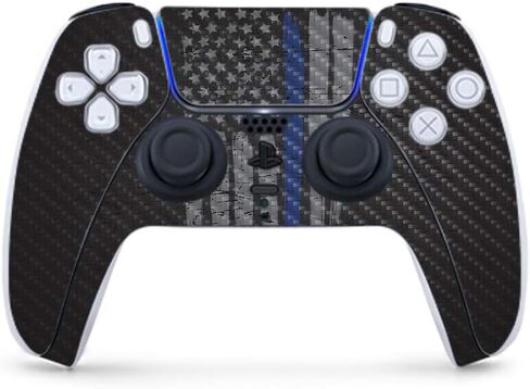 MightySkins Carbon Fiber Gaming Skin for PS5 / Playstation 5 Controller - America Strong | Durable Textured Carbon Fiber Finish | Easy to Apply | Made in The USA in Saudi Arabia