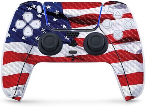MightySkins Carbon Fiber Gaming Skin for PS5 / Playstation 5 Controller - America Strong | Durable Textured Carbon Fiber Finish | Easy to Apply | Made in The USA in Saudi Arabia
