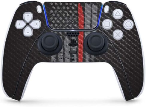 MightySkins Carbon Fiber Gaming Skin for PS5 / Playstation 5 Controller - America Strong | Durable Textured Carbon Fiber Finish | Easy to Apply | Made in The USA in Saudi Arabia
