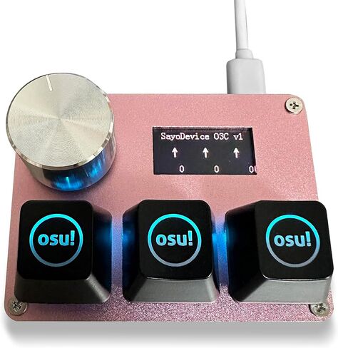 BTXETUEL SayoDevice O3C OSU لوحة مفاتيح قاعة الزناد السريع، مفاتيح مفاتيح خطية مغناطيسية، لوحة مفاتيح مع مقبض وشاشة، نسخ لصق، Shotcut، لوحة مفاتيح صغيرة Macro Hotswap.... | ألعاب إيقاع Geometry Dash OSU، مع مقبض وشاشة، نسخ ولصق، Shotcut، Macro Hotswap M in Kuwait