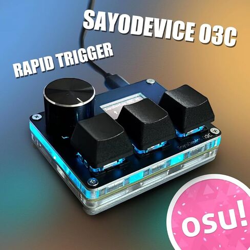 BTXETUEL SayoDevice O3C OSU Keyboard Rapid Trigger Hall Switches Magnetic Linear Switches Keyboard with Knob and Screen,Copy Paste,Shotcut,Macro Hotswap Mini Keypad.… (with OSU keycaps-Black) in Saudi Arabia