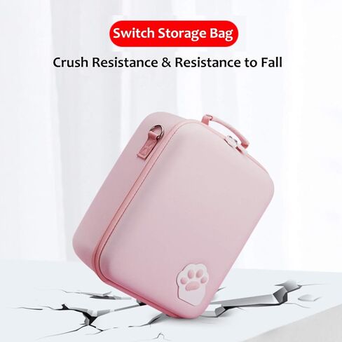 حقيبة حمل Acylulu Cute Cat Paw متوافقة مع Nintendo Switch - فتحة بطاقة ألعاب 21 وحزام كتف قابل للإزالة - حقيبة تخزين صلبة محمولة لوحدة التحكم وملحقات وحدة التحكم in Saudi Arabia