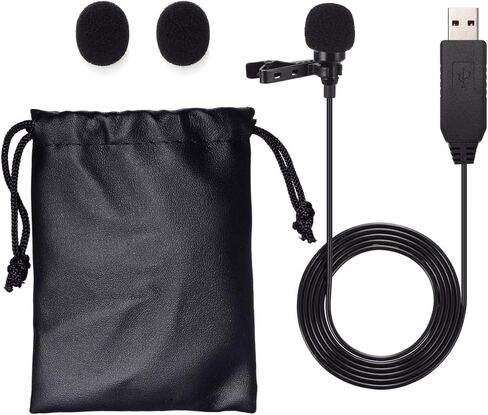 ميكروفون PChero USB Lavalier Lapel، مشبك USB للكمبيوتر، ميكروفون للتوصيل والتشغيل للكمبيوتر الشخصي، Mac، الكمبيوتر المحمول، YouTube، Skype، Tiktok، التسجيل، البث الصوتي، الألعاب in Kuwait