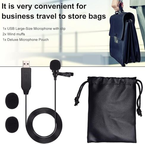 ميكروفون PChero USB Lavalier Lapel، مشبك USB للكمبيوتر، ميكروفون للتوصيل والتشغيل للكمبيوتر الشخصي، Mac، الكمبيوتر المحمول، YouTube، Skype، Tiktok، التسجيل، البث الصوتي، الألعاب in Kuwait